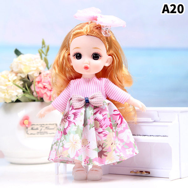 17 cm:n nukke vaatteiden kenkien kanssa Tee tee itse liikkuva Prinsessafiguuri Lahja Multicolor A20