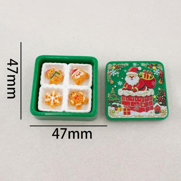 Söt julpepparkaksask presentförpackning 3D-harts DIY för nyckelring Beige