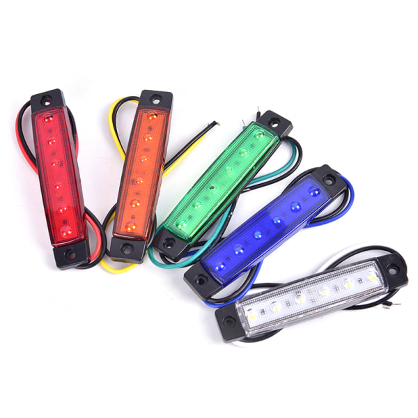 2PC 12V 6LEDS Lastebil Side Marker Indikator Lav Led Tilhenger Lys Green 2Pcs