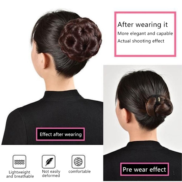 Syntetiskt Hårsnodd Bud Hårclips För Kvinnor Hästsvans Klämma brownish black