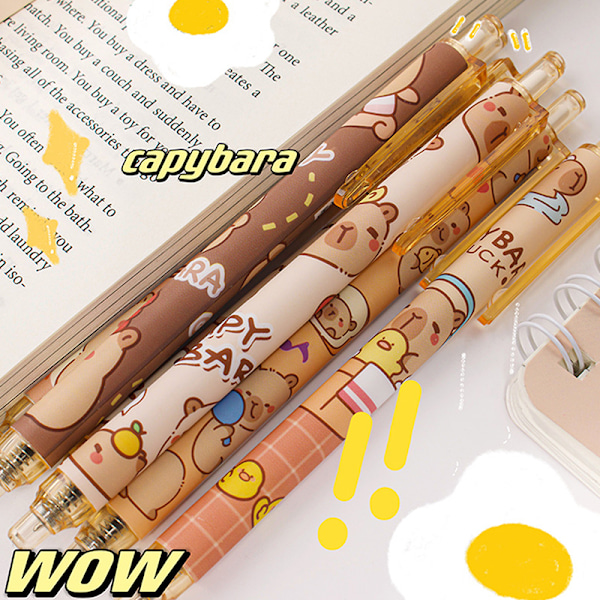 6 stk. e Capybara trykkpenn Skoleartikler Tegneserie Capyba ONESIZE