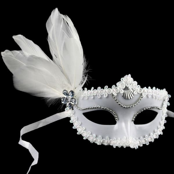 Fjerperlemaske Halloween Fest Maskerade Hvid Sort Øje M White