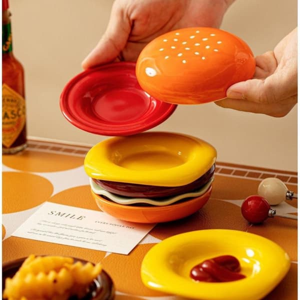 6 stk. Stabelbart Hamburger-tallerken-sæt Burger 6-lags middagstallerken one size
