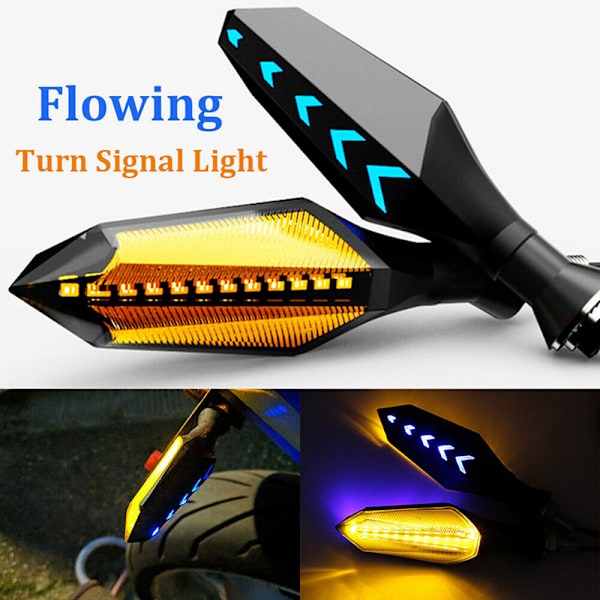 2 stk 8mm motorcykel LED blinklys sekventielt flydende Fla Yellow 2Pcs