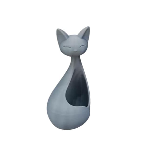Nordisk minimalistisk blomkruka kattformad 3D-printad kattblomma Black