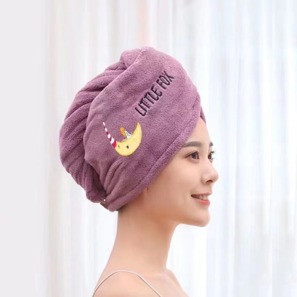 Kvinder bløde mikrofiberhåndklæder Badehætte Håndklæde Tørt hår Cap Quic Purple one size