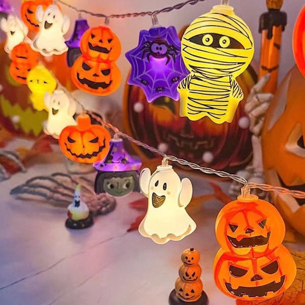 Halloween Gresskar Lyslenke Flaggermus Edderkopp Lyslenke Batteri A6