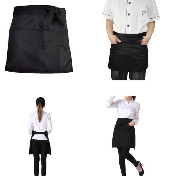 Svart Byst Servitör Kort Förkläde Kök Restaurang Flirty With Po Black one size