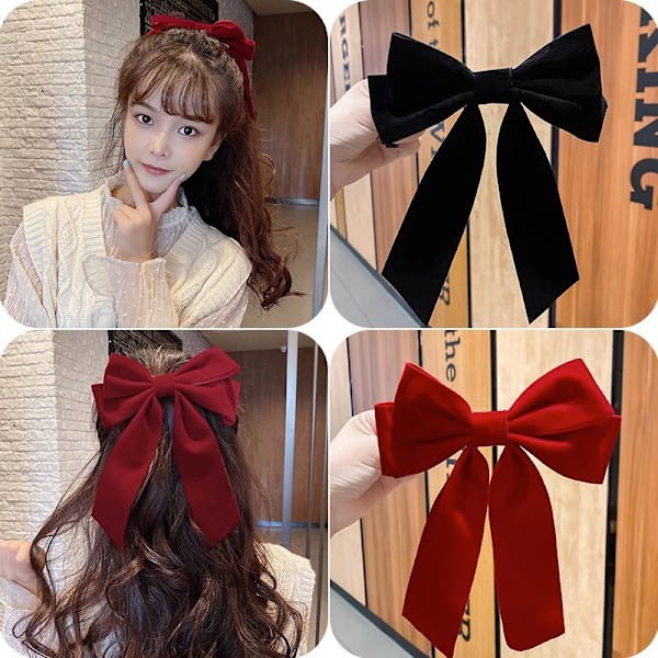 Elegant Fløyelsbue Hårklipp Båndsløyfe Hestehale Barrette H A2