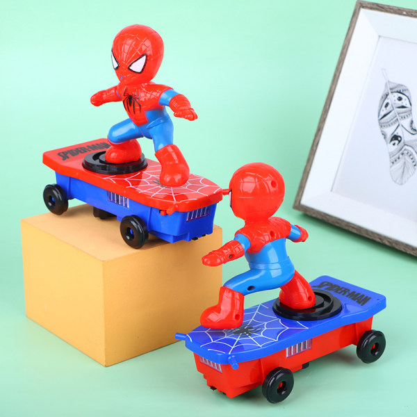 Nyt Legetøj Spiderman Automatisk Flip Rotation Skateboard elektrisk Blue One Size