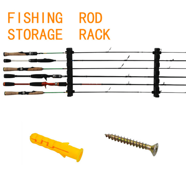 Fiskestangholdere 6-stangs stativ Vertikal stangholder Veggfeste black one size