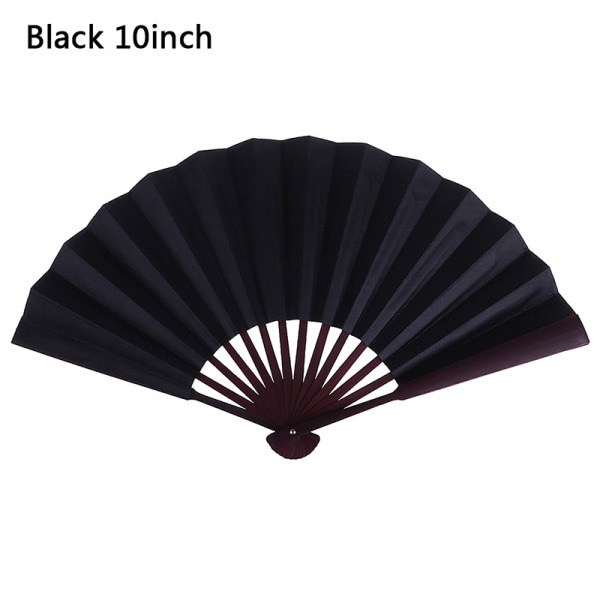 Stil Håndholdt Fan Blank Silke Cloth Folde Fan Party Bryllup Black 10inch