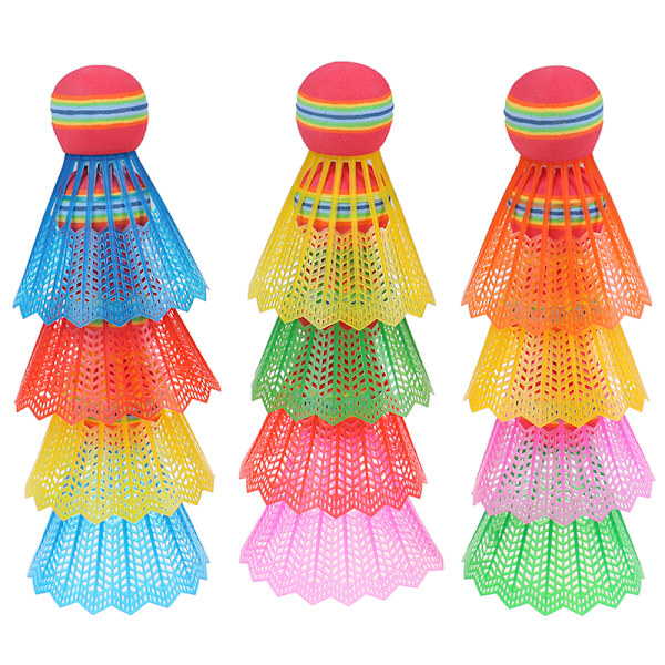 12 kpl Sulkapallo EVA Rainbow Ball Head Nylon sulkapallohöyhenet Random Color 12Pcs