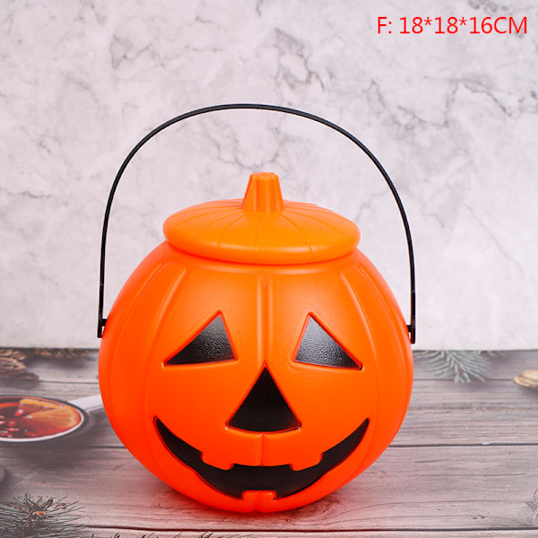 Halloween Festrekvisitter Plastgræskarspand Dekorer Halloween F One Size