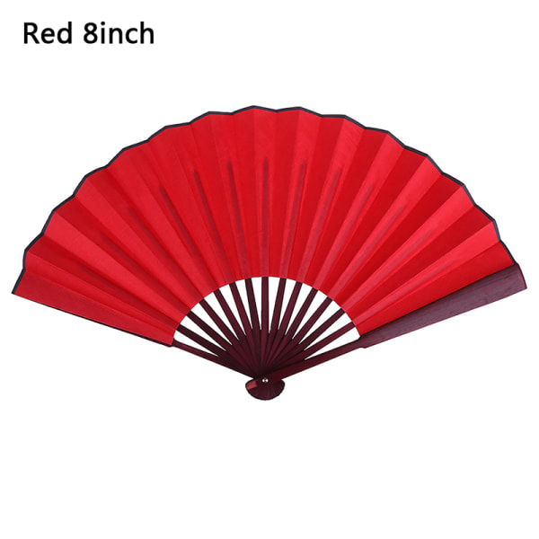 Stil Håndholdt Fan Blank Silke Cloth Folding Fan Party Bryllup Red 8inch