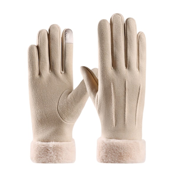 Varm Mocka Handske med Sammet Foder för Höst och Vinter Beige