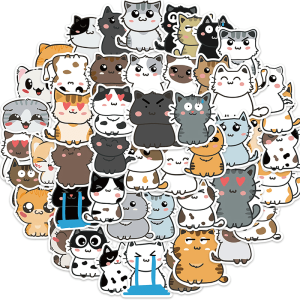 50 kpl Mixed e Cat Animal Graffiti Tarra auton kitara Matkalaukku L Multicolor one size