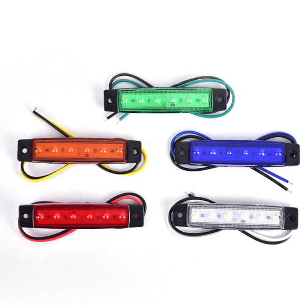 1 STK 12V 6LEDS Lastebil Side Marker Indikator Lav Led Trailer Light Yellow 1Pcs
