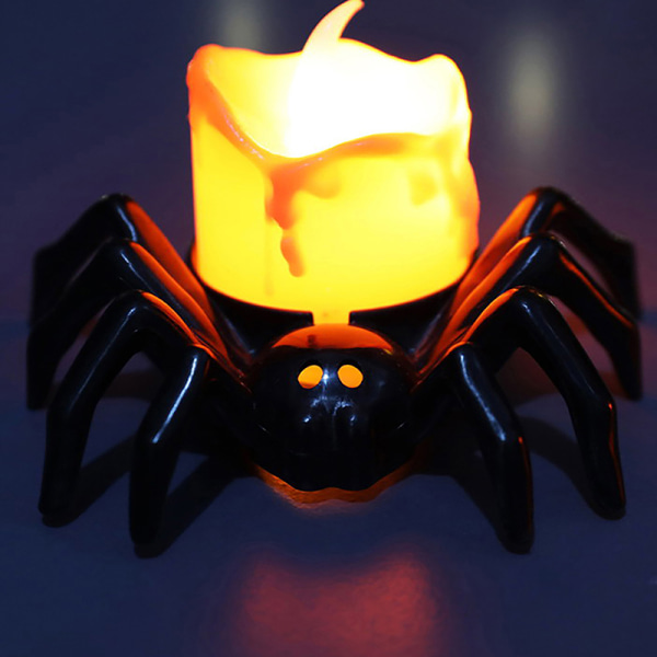 1/3 STK Halloween gresskarlykter Spider LED elektronisk stearinlys Black 3Pcs