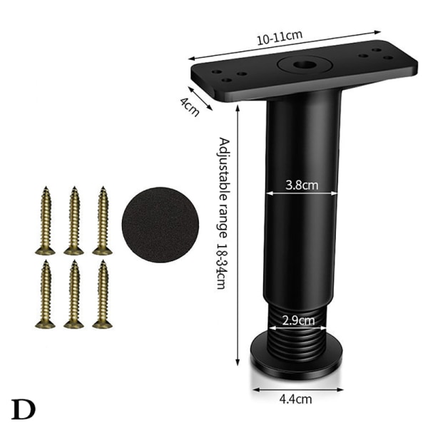 Teleskooppinen tukijalka, ei massiivipuuta sängyn lautakehys She Black 18cm-34cm