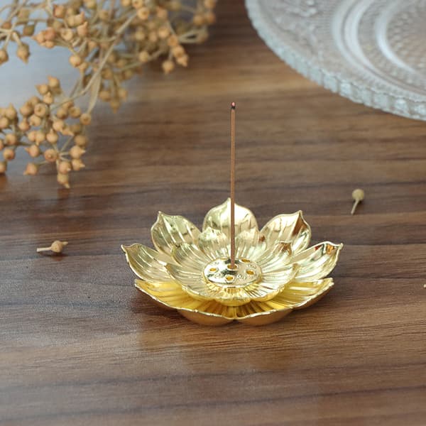 Guld røgelsesbrænder pindholder Buddhisme Lotus Line røgelse pl onesize