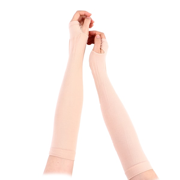 Ice Silk Sleeve Cuff Arm Uv Sun Protect AntiSlip Summer Outdoo Beige One Size