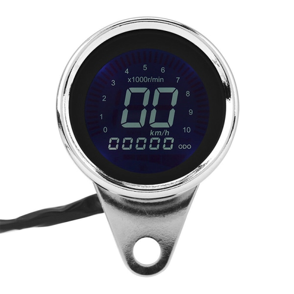 Universal Motorcykel Digital LED LCD Kilometertæller Speedometer Tacho Silver