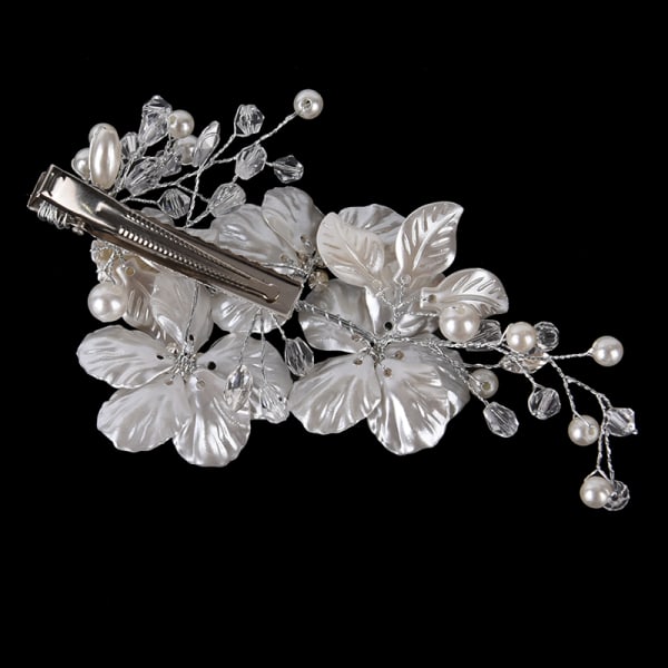 Brude krystal perle blomst hår klip hår smykker bryllup hår White 1pc