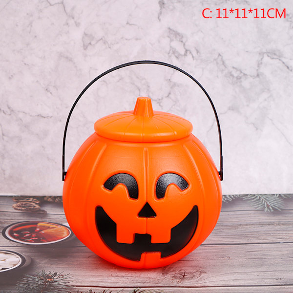 Halloween Christams Party Props Plast Pumpkin Bucket Candy Bo C