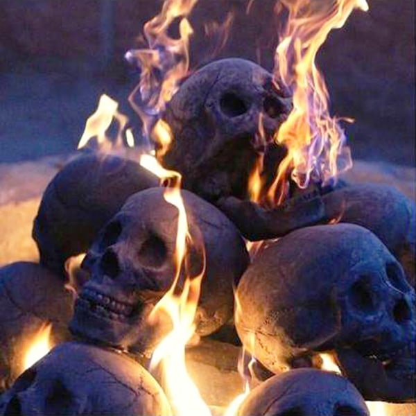 Halloween Human Skull Decoration Genanvendelige Fire Pit Skulls til C Black 1pc