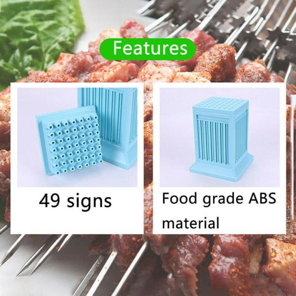 BBQ 49 huller Kødspyd Kebab Maker Box hine Beef Meat Maker K Green one size