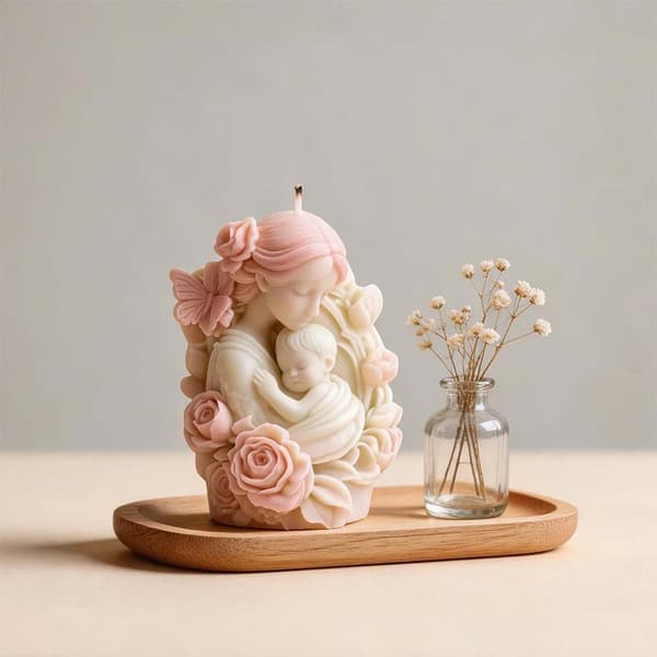 Silikonform Giftfri Gips Ornament Form Blomst Mor Form White