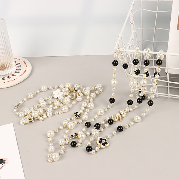 Klassisk utsökt pärl-lång tröj-halsband Mode Damdel A1