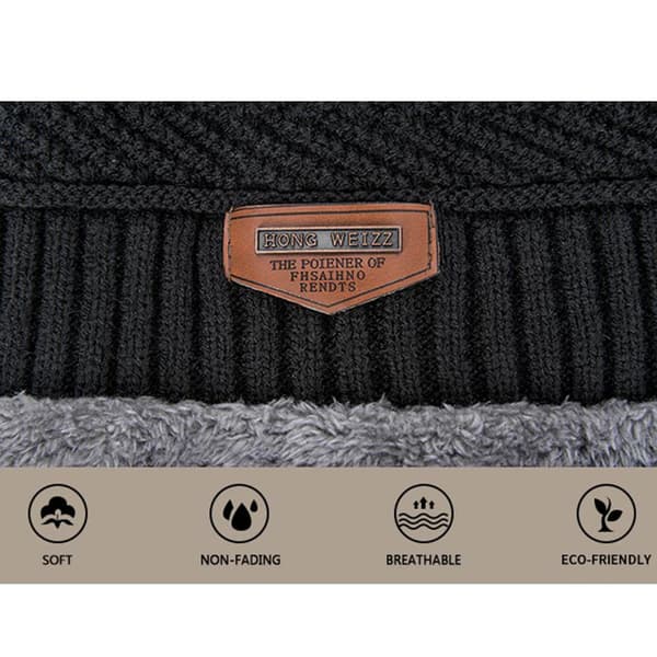 Vinterhatt för män Bomull Tjocka Varma mössor Hatt Mode Unisex Black one size