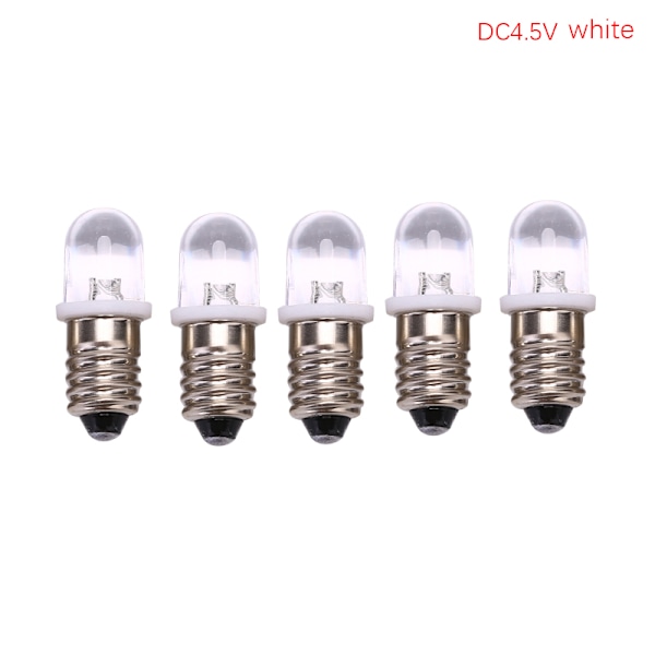 5 stk E10 LED pære DC 3V 4,5V Instrument Pære Indikator Pære Fla white DC4.5V