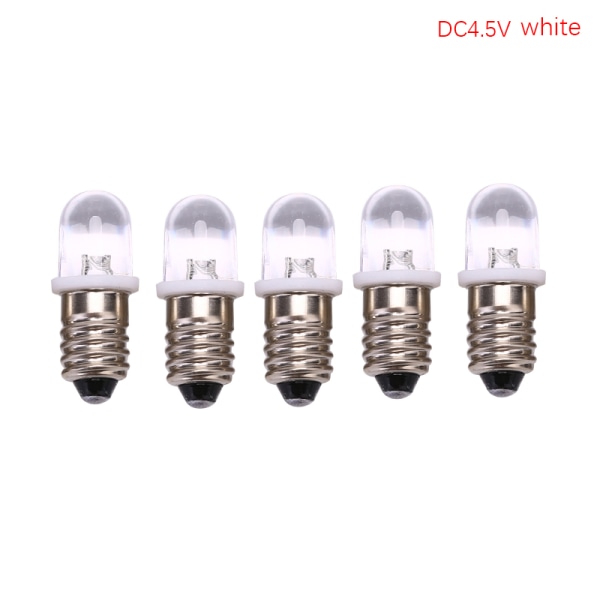 5kpl E10 Led Polttimo DC 3V 4.5V Instrumenttipolttimo Polttimo Flat white DC4.5V