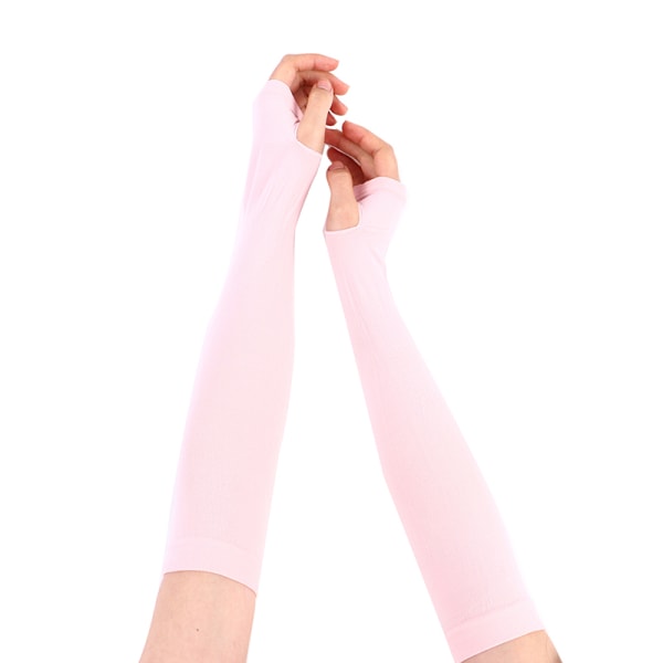 Ice Silk Sleeve Cuff Arm Uv Sun Protect AntiSlip Summer Outdoo Pink One Size