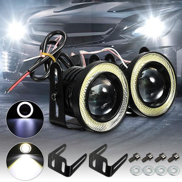 2,5'' 15W Bil Vit COB LED Projektor Angel Eyes Blå Ring DRL Blue 1Pcs