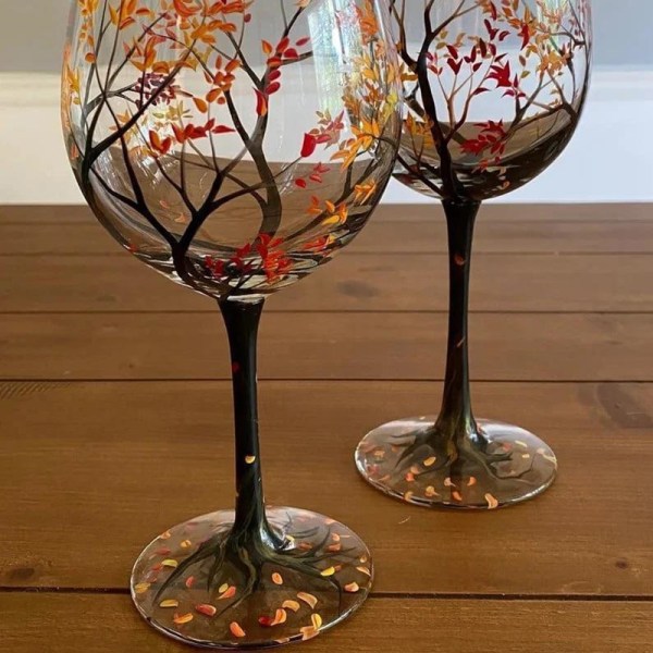 Four Seasons Trees Viinilasit Pikari Creative Printed Glass C A Onesize