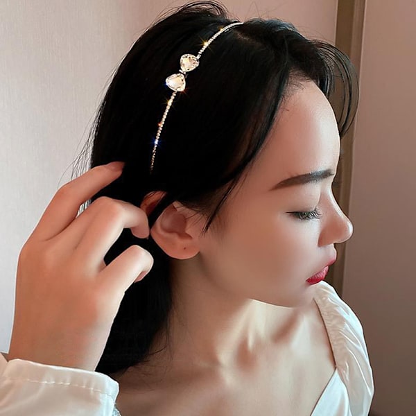Rhinestone-hårbånd Bowknot-hårbøjle Krystal-hårclips Kvinder H Silver one size