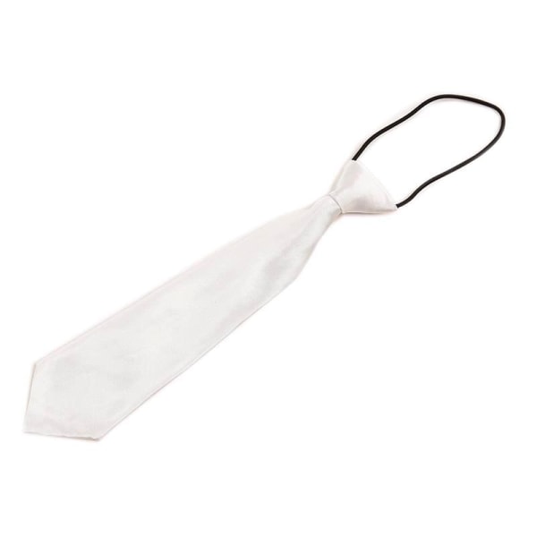 1X Pojkslips Barn Baby Skola Pojke Bröllopsslips Halsslips Elasti White 26.5cm