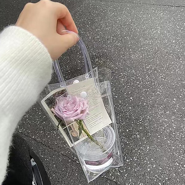 PVC Blomsterpose Stall Blomsterpose Transparent Tote Bag DIY Enkelt one size