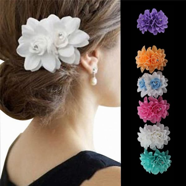 Damemode Blomster Hårclips Hårnål Brude Bryllupsfest Ha Pink 8cm