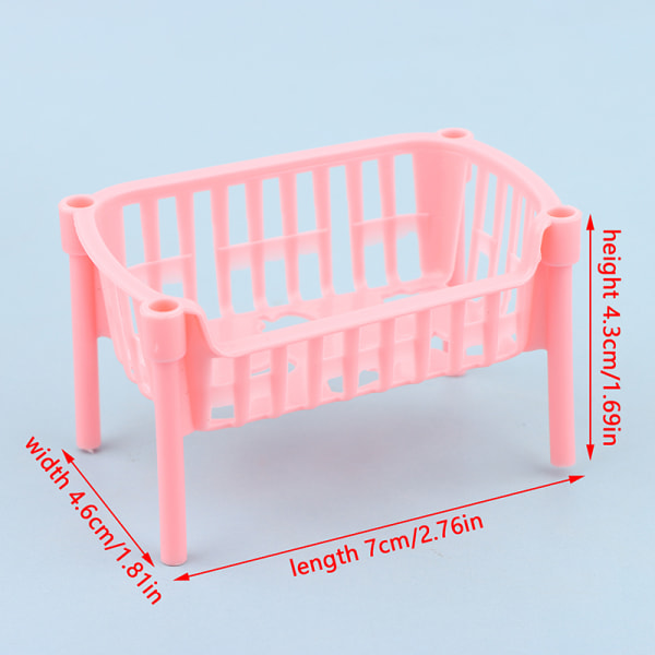 1/12 Dollhouse Mini förvaringskorgar Dockhus Stapelbar baske Pink one size