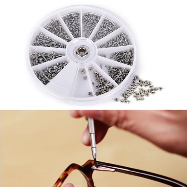 600st diverse fästelement Skruvar för watch glasögon urmake Silver 600Pcs