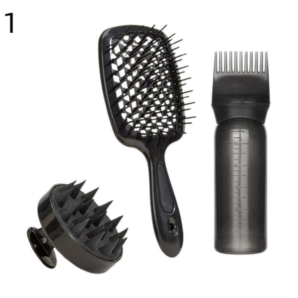 3 st/set Hårbottenmassageborste Redningskam Schampoflaska Hår Black 1