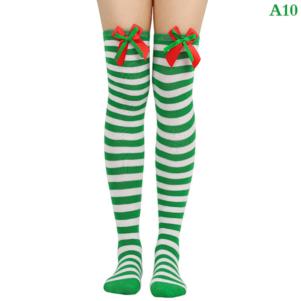 Julepynt Sokker Stribede Langstrømper Christmas Deco Green A10