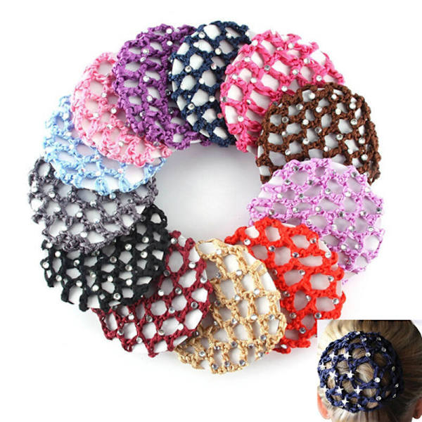Kvinder Bun Cover Snood Hår Net Ballet Dans Skøjteløb Hæklet Chi Pink One Size