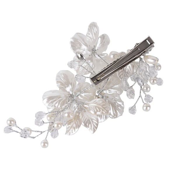 Bridal Crystal Pearl Flower Hårklämma Hår Smycken Bröllopshår White 1pc