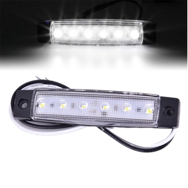 1PC 12V 6LEDS Lastbils sidomarkeringsindikator Låg led släpvagnsljus White 1Pcs